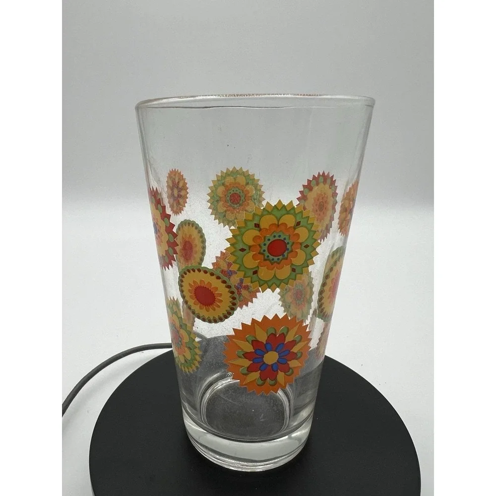 4 Floral Libbey Retro Drinking Glasses‎ Groovy Flower Power Boho Greenbrier Intl